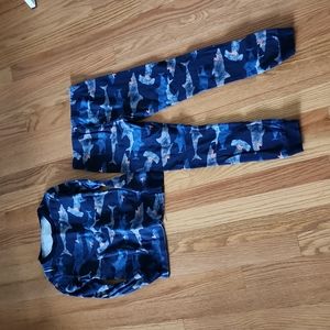 Carter's, snug fit cotton pjs, navy with shark print all over, size 7